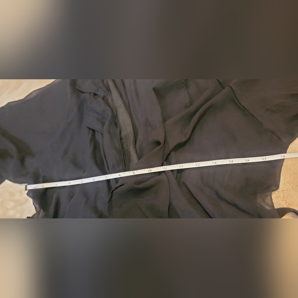 Begonia.K Sheer Black Collared Midi Robe Jacket Cover-up Size XL - Picture 5 of 6